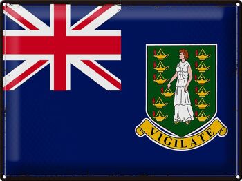 Drapeau en étain rétro des îles Vierges britanniques, 40x30cm 1