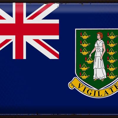 Cartel de chapa Bandera de las Islas Vírgenes Británicas 40x30cm Retro