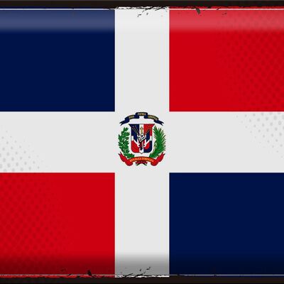 Targa in metallo Bandiera Repubblica Dominicana 40x30 cm Retro