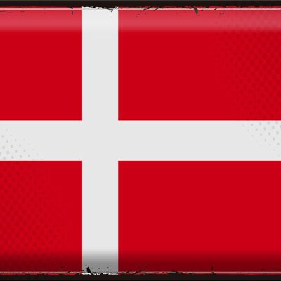 Targa in metallo Bandiera Danimarca 40x30 cm Bandiera retrò della Danimarca