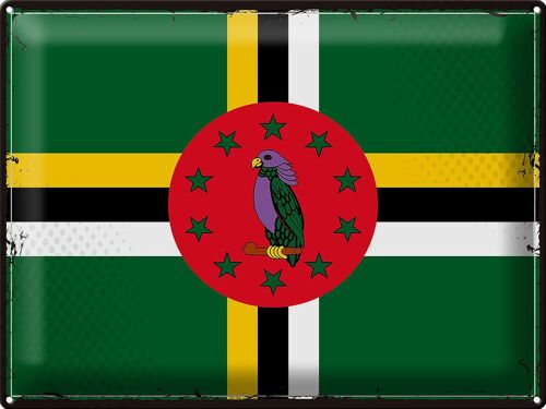 Blechschild Flagge Dominica 40x30cm Retro Flag of Dominica