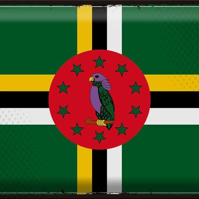 Blechschild Flagge Dominica 40x30cm Retro Flag of Dominica