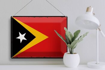 Drapeau en étain du Timor oriental, 40x30cm, drapeau rétro du Timor oriental 3