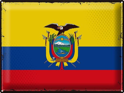 Blechschild Flagge Ecuador 40x30cm Retro Flag of Ecuador