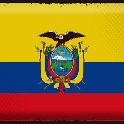 Blechschild Flagge Ecuador 40x30cm Retro Flag of Ecuador