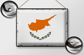 Signe en étain drapeau de Chypre 40x30cm, drapeau rétro de Chypre 2