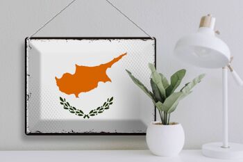 Signe en étain drapeau de Chypre 40x30cm, drapeau rétro de Chypre 3