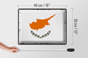 Signe en étain drapeau de Chypre 40x30cm, drapeau rétro de Chypre 4