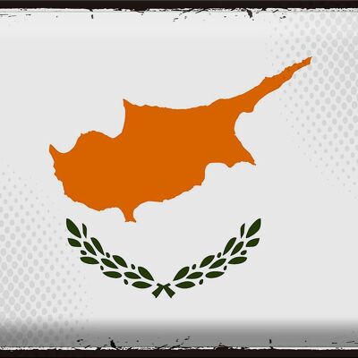 Targa in metallo Bandiera di Cipro 40x30 cm Bandiera retrò di Cipro