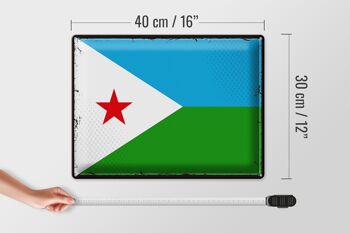Signe en étain drapeau Djibouti 40x30cm drapeau rétro Djibouti 4