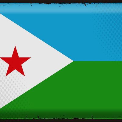 Cartel de chapa Bandera de Yibuti 40x30cm Bandera Retro de Yibuti