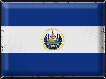Signe en étain drapeau El Salvador 40x30cm rétro El Salvador 1