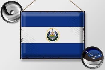 Signe en étain drapeau El Salvador 40x30cm rétro El Salvador 2