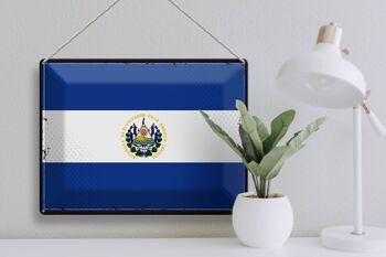 Signe en étain drapeau El Salvador 40x30cm rétro El Salvador 3