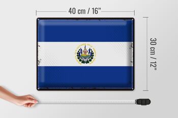 Signe en étain drapeau El Salvador 40x30cm rétro El Salvador 4