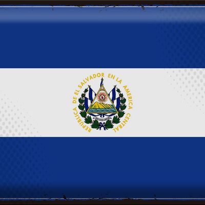 Cartel de chapa Bandera El Salvador 40x30cm Retro El Salvador