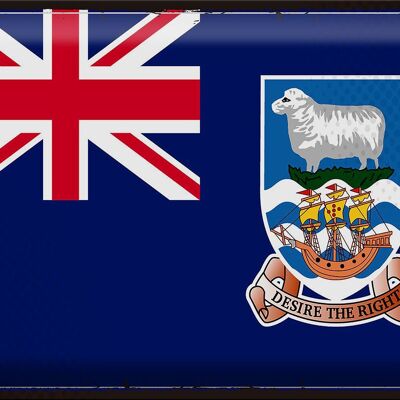 Cartel de chapa con bandera de las Islas Malvinas, bandera Retro de 40x30cm