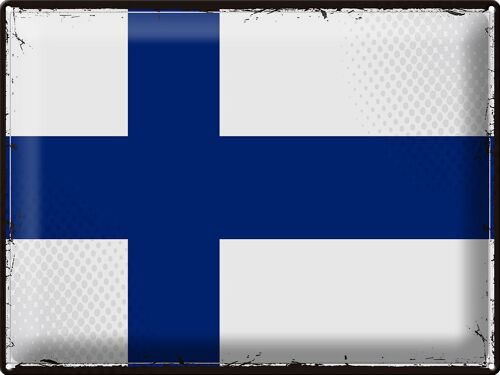 Blechschild Flagge Finnland 40x30cm Retro Flag of Finland