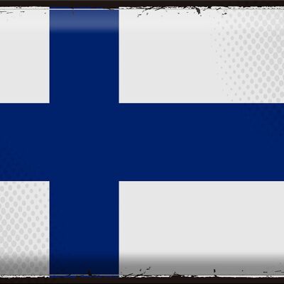 Targa in metallo Bandiera Finlandia 40x30 cm Bandiera retrò della Finlandia