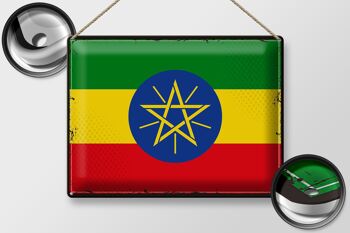 Drapeau en étain de l'éthiopie, 40x30cm, drapeau rétro de l'éthiopie 2