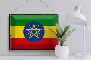 Drapeau en étain de l'éthiopie, 40x30cm, drapeau rétro de l'éthiopie 3