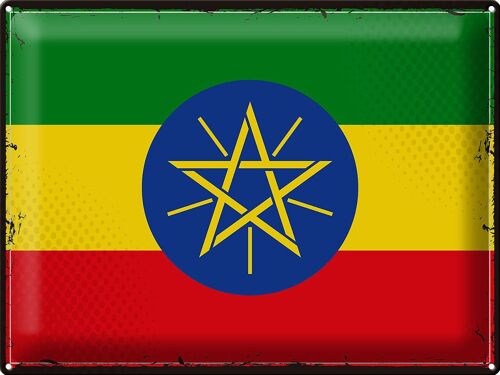 Blechschild Flagge Äthiopien 40x30cm Retro Flag Ethiopia