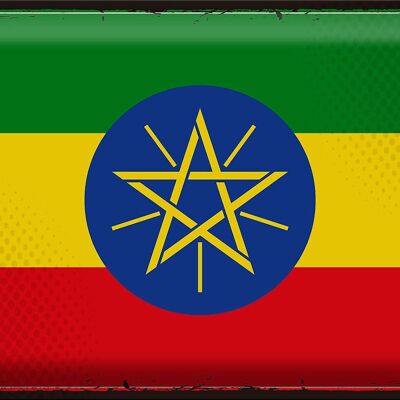 Targa in metallo Bandiera Etiopia 40x30 cm Bandiera retrò Etiopia
