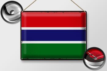 Signe en étain drapeau Gambie 40x30cm, drapeau rétro de la Gambie 2