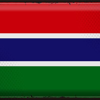 Signe en étain drapeau Gambie 40x30cm, drapeau rétro de la Gambie