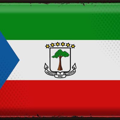 Targa in metallo Bandiera Guinea Equatoriale 40x30 cm Bandiera retrò