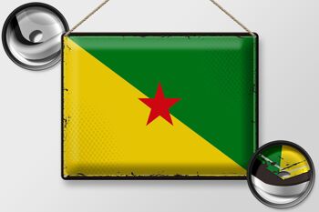 Signe en étain drapeau de la Guyane française, drapeau rétro 40x30cm 2