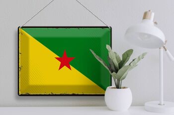 Signe en étain drapeau de la Guyane française, drapeau rétro 40x30cm 3
