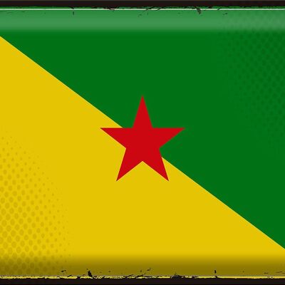 Cartel de chapa Bandera de Guayana Francesa 40x30cm Bandera Retro