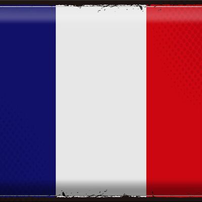 Targa in metallo Bandiera Francia 40x30 cm Bandiera retrò della Francia