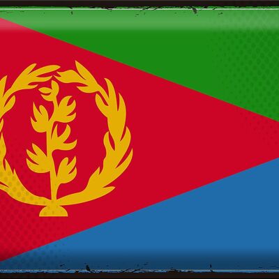 Targa in metallo Bandiera Eritrea 40x30 cm Bandiera retrò dell'Eritrea