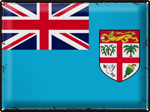 Blechschild Flagge Fidschi 40x30cm Retro Flag of Fiji