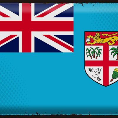 Targa in metallo Bandiera Fiji 40x30 cm Bandiera retrò delle Fiji