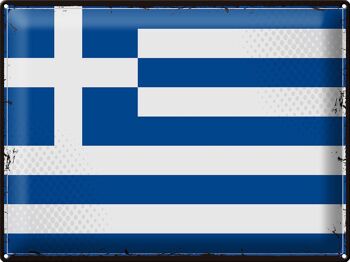 Signe en étain drapeau grèce 40x30cm, drapeau rétro grèce 1
