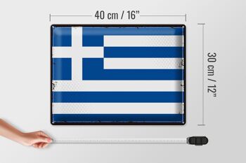 Signe en étain drapeau grèce 40x30cm, drapeau rétro grèce 4