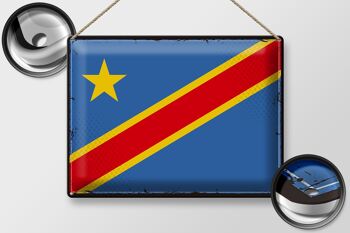 Panneau en tôle drapeau RD Congo 40x30cm Rétro Congo démocratique 2