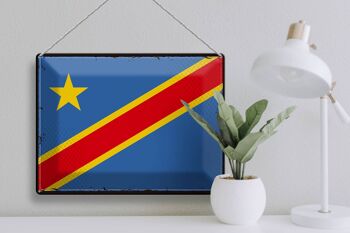 Panneau en tôle drapeau RD Congo 40x30cm Rétro Congo démocratique 3