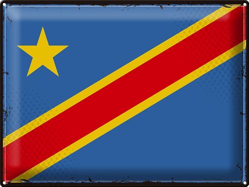 Blechschild Flagge DR Kongo 40x30cm Retro democratic Congo