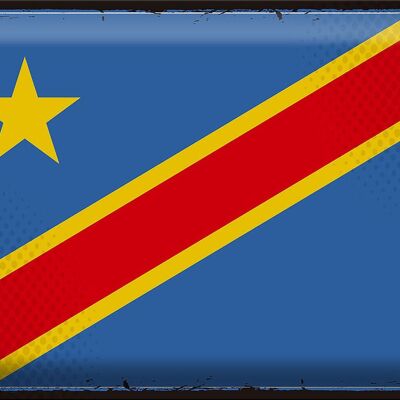 Targa in metallo bandiera DR Congo 40x30 cm Congo retrò democratico