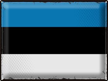 Signe en étain drapeau de l'estonie 40x30cm, drapeau rétro de l'estonie 1