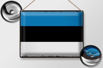 Signe en étain drapeau de l'estonie 40x30cm, drapeau rétro de l'estonie 2