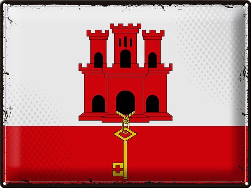 Blechschild Flagge Gibraltar 40x30cm Retro Flag Gibraltar