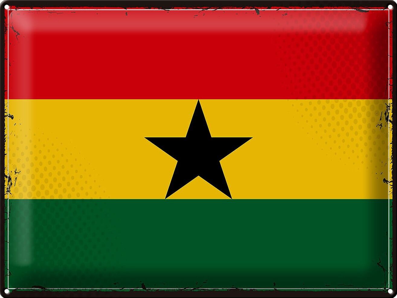 Targa in metallo Bandiera Ghana 40x30 cm Bandiera retrò del Ghana