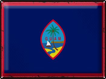 Signe en étain drapeau de Guam 40x30cm, drapeau rétro de Guam 1