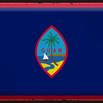 Blechschild Flagge Guam 40x30cm Retro Flag of Guam