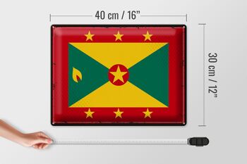 Signe en étain drapeau de la Grenade 40x30cm, drapeau rétro de la Grenade 4